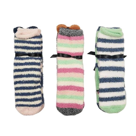 Free Press Women Multicolor Stripe 6 Pairs Cozy Soft Winter Crew Socks One Size - Picture 2 of 2